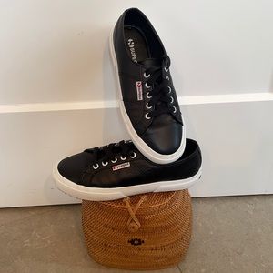 Superga black leather sneakers